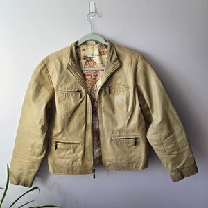 Ruff Hewn Men's Beige Leather Jacket